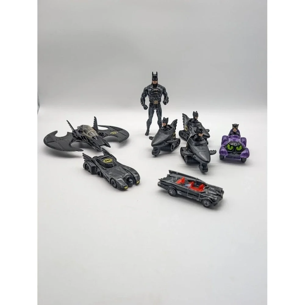 8 Lot Vintage Batman DC Toy Die-cast 1989 Corci Batmobile Ertl Batwing McDonalds